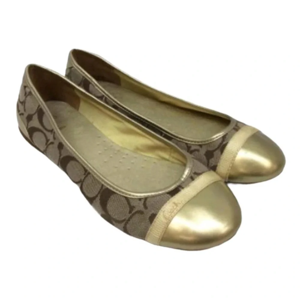 Coach Gold Cecile Ballerina Flats Size 9.5 - Picture 4 of 6
